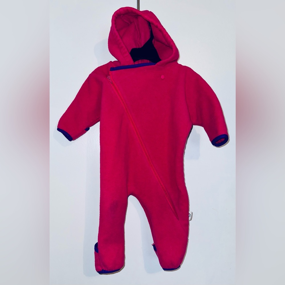 Pink fleece Hooded One Piece romper 12 months